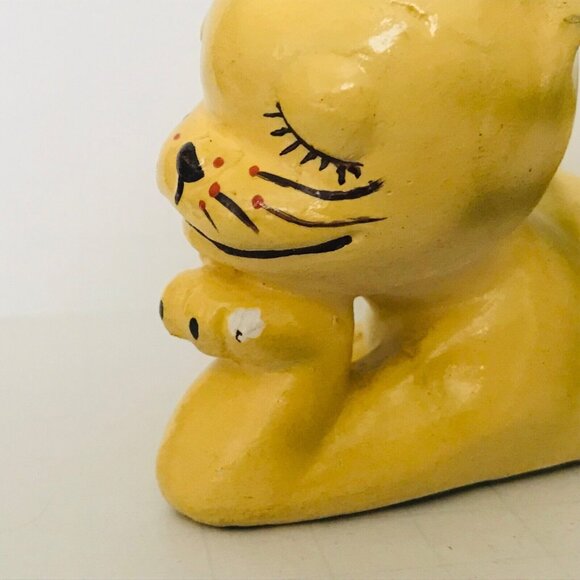 1946 Happy Cat Lying Down Lounging Anthropomorphic Resting Smiling 7.5" Yellow - Picture 12 of 12
